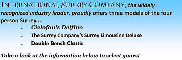 Surrey bikes Surrey bicycles four(4) wheel bikes six (6) person bike bicycle