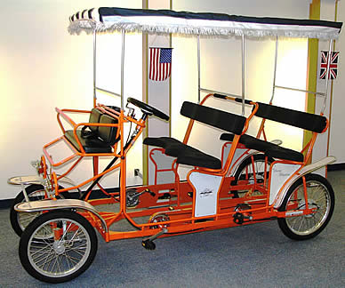 Four (4) wheel, two (2) person, four (4) person Surrey bicycle bike